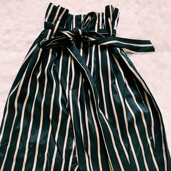 High Waisted Striped Paper Bag Trousers - Picture 2 of 2